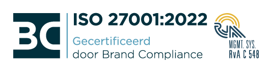 ISO 27001:2022-gecertificeerd door Brand Compliance, RvA C 548