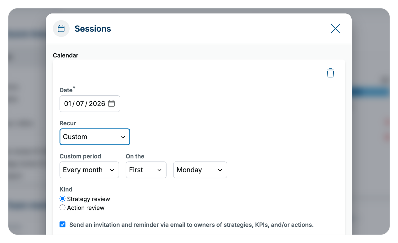 Scheduling a recurring strategy review session with automatic invitations