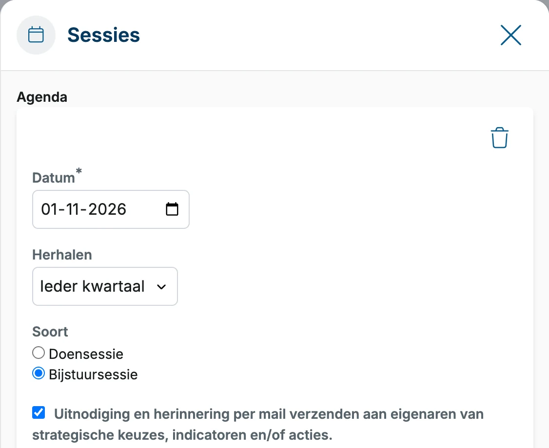 Een terugkerende bijstuursessie inplannen met automatische uitnodigingen in OGSM.online
